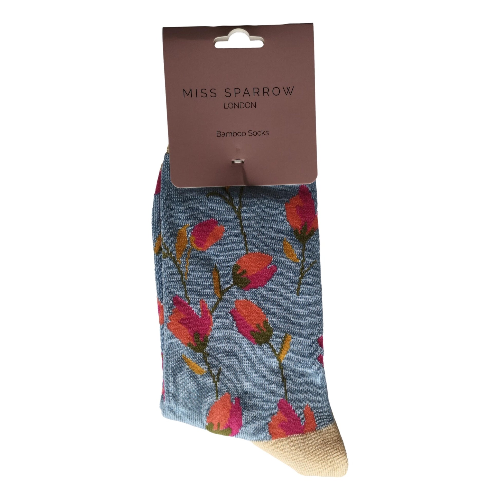Ditsy Flowers Sky Blue Womens Novelty Ankle Socks Adult One Size image 1