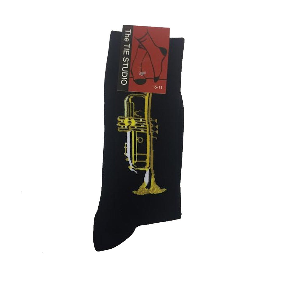 Brass Gold Trumpet Music Band Unisex Novelty Ankle Socks Adult Size 6-11 image 0