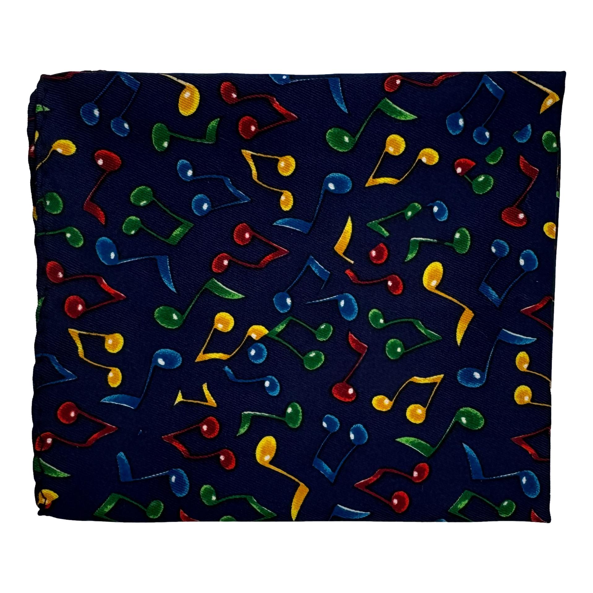 Quaver Music Notes 100% Polyester Navy Pocket Handkerchief image 1