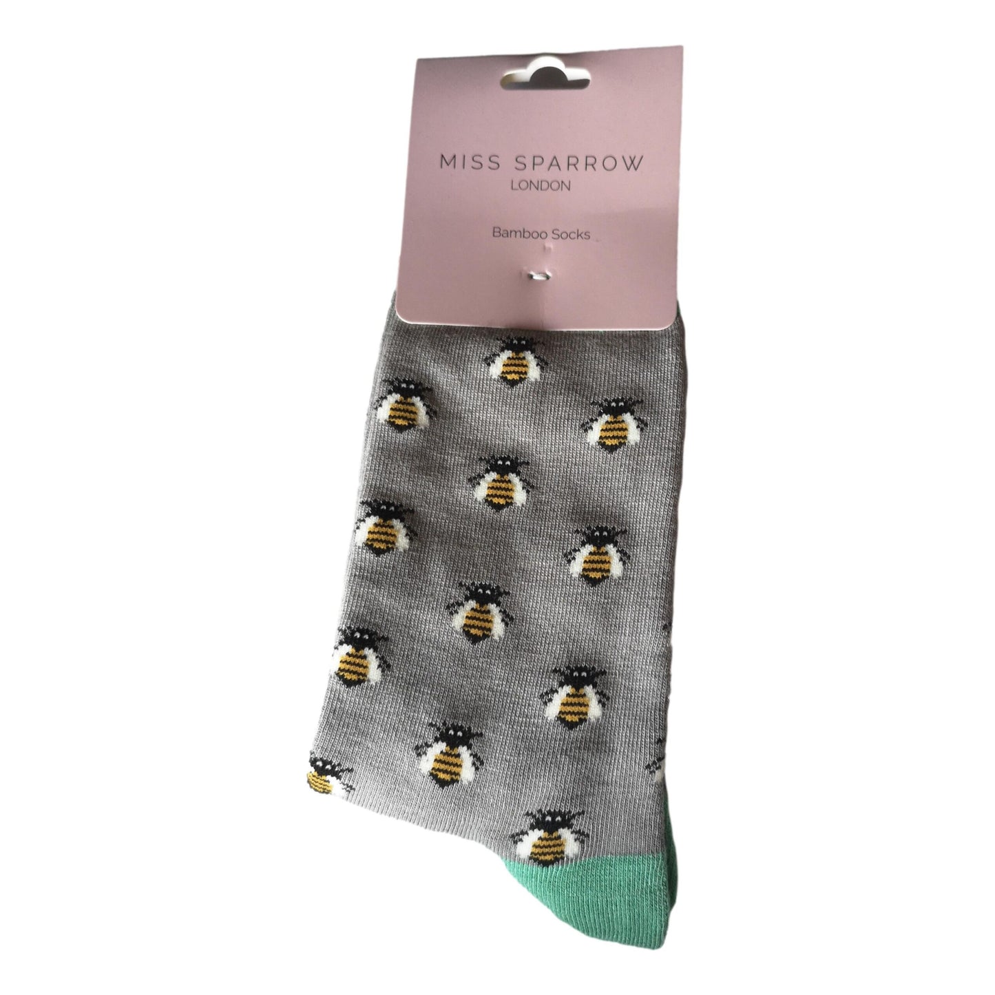 Honey Bees on Pale Grey Ladies Novelty Ankle Socks Adult One Size image 1