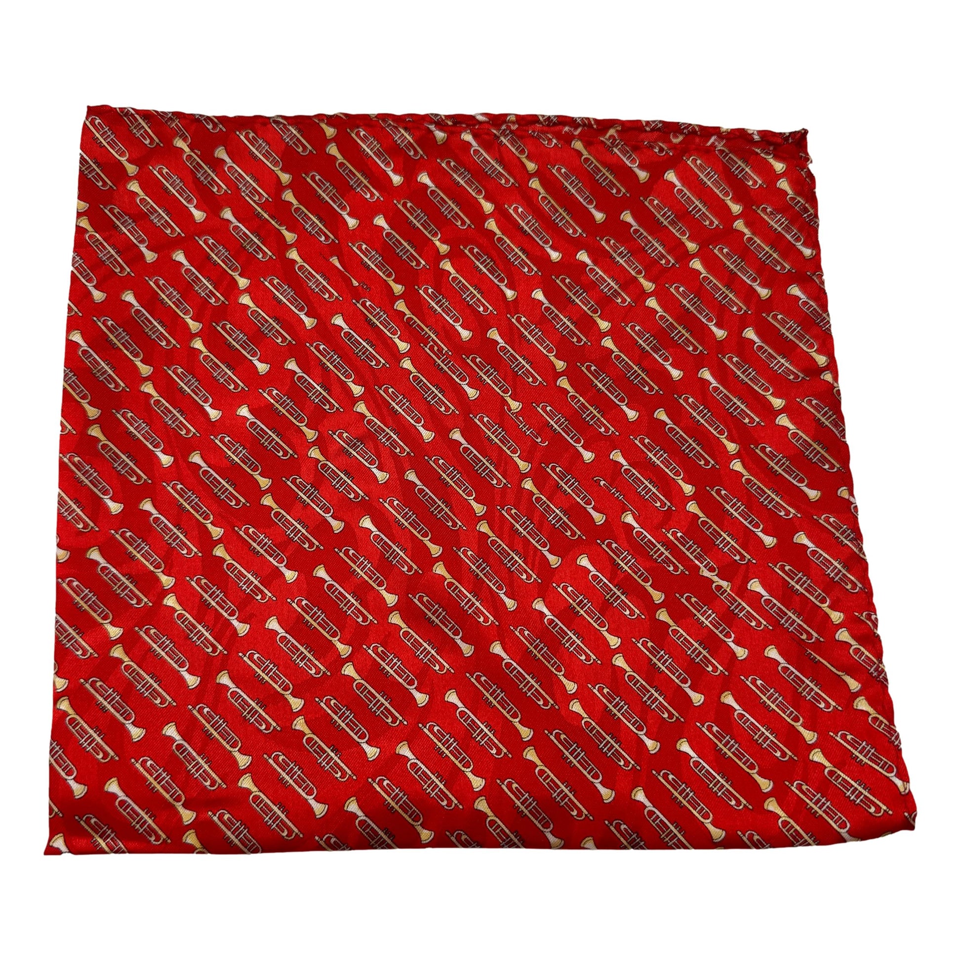 Small Trumpets 100% Polyester Red Pocket Handkerchief image 1