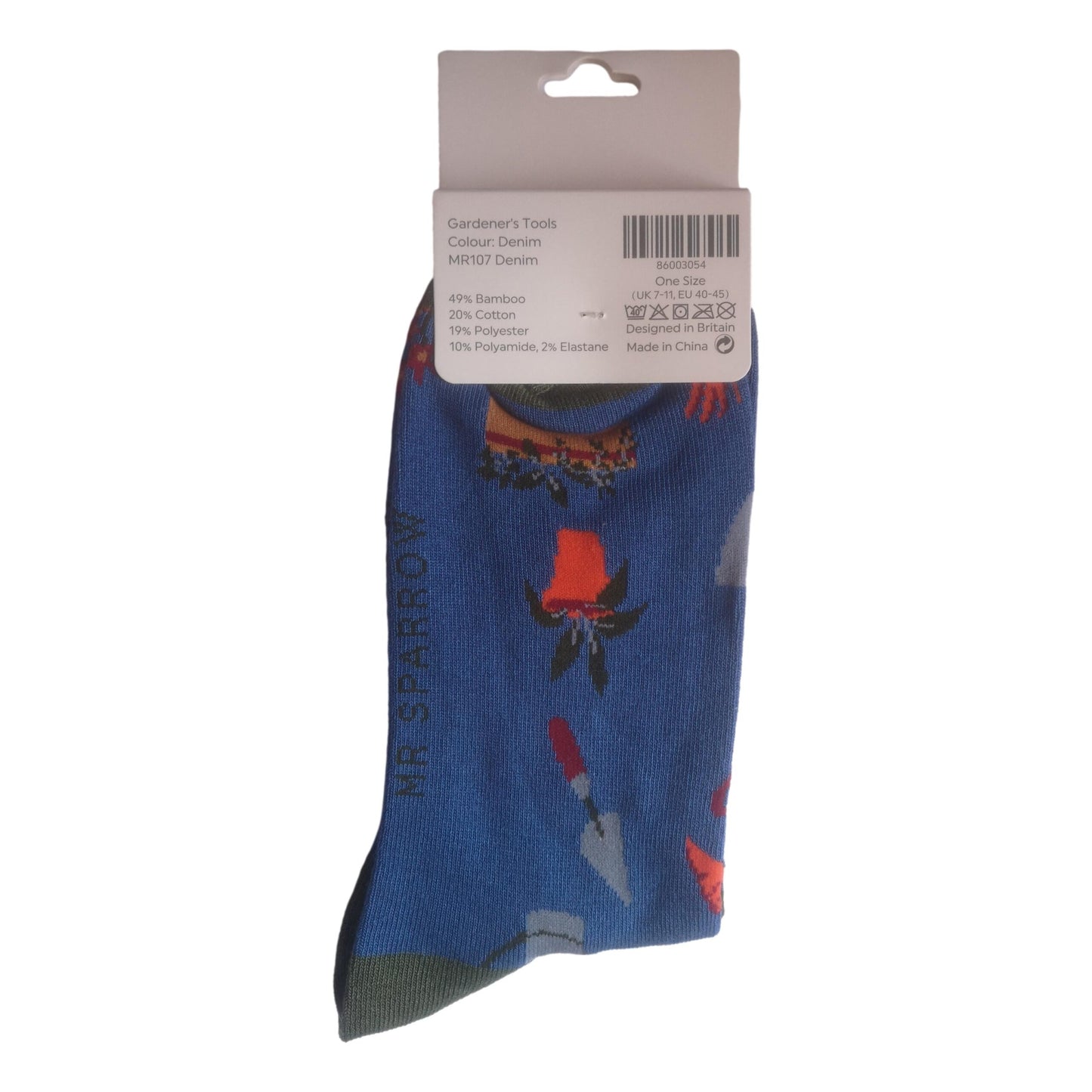 Gardener's Tools on Denim Blue Mens Novelty Ankle Socks Adult One Size image 3