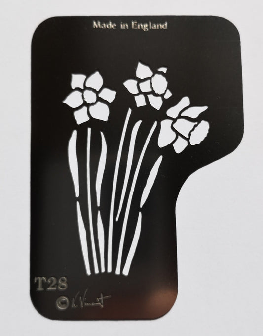 Stainless steel T28 Daffodils cake decorating / card making stencil image 0