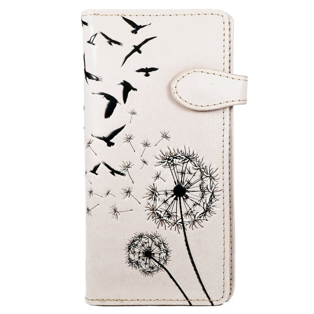 Dandelions and Flying Birds on Pink Leatherette Young Ladies Zipper Purse Wallet image 0