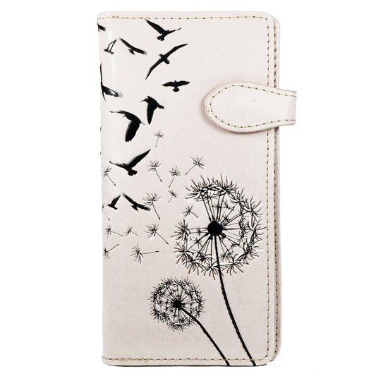 Dandelions and Flying Birds on Pink Leatherette Young Ladies Zipper Purse Wallet image 0