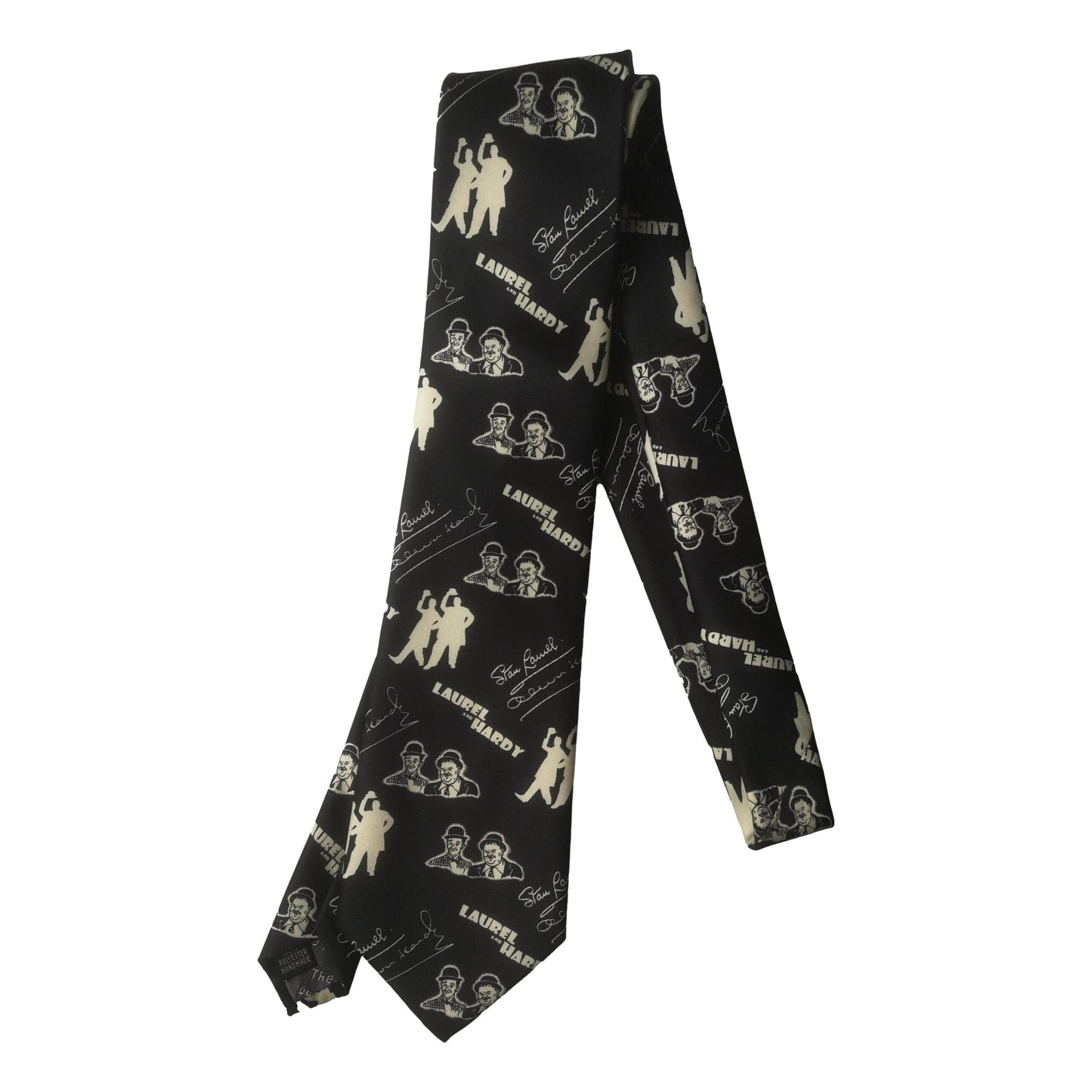 Laurel and Hardy Dancing Sleeved Black 100% Polyester Classic Tie image 0