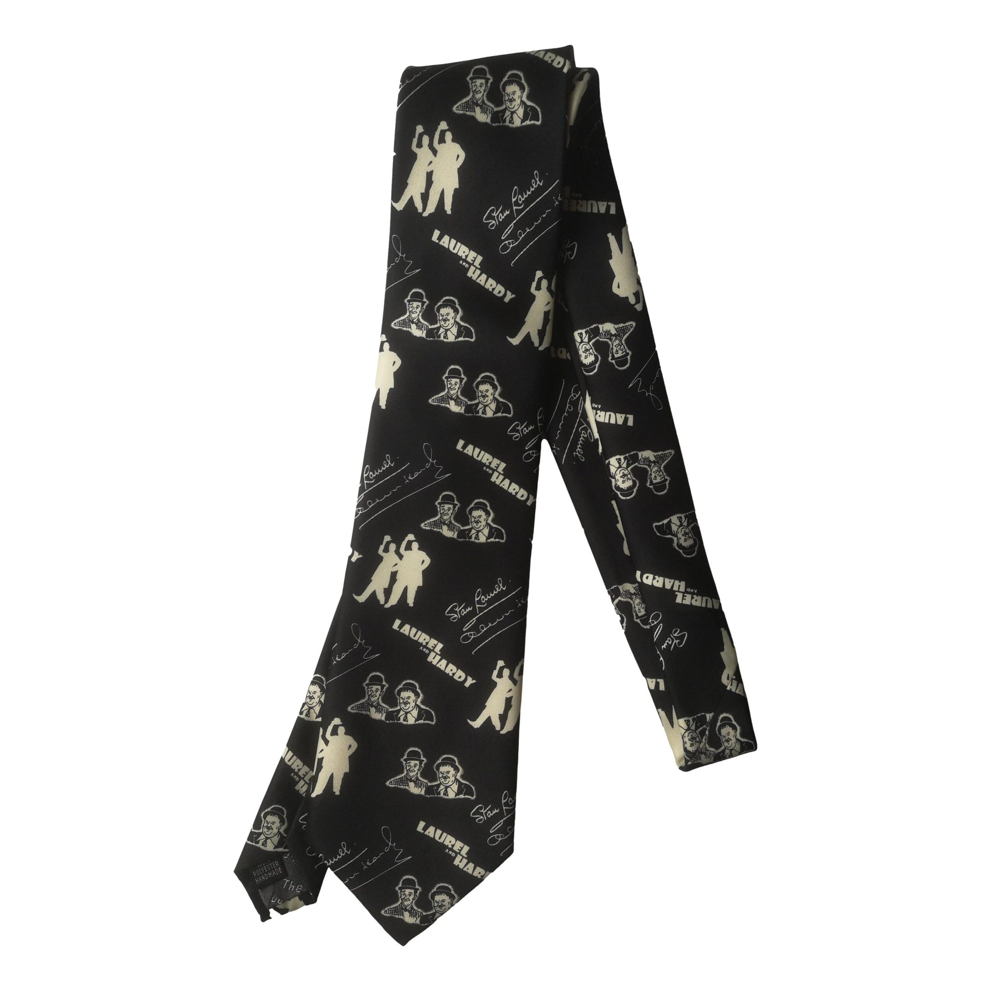 Laurel and Hardy Dancing Sleeved Black 100% Polyester Classic Tie image 0