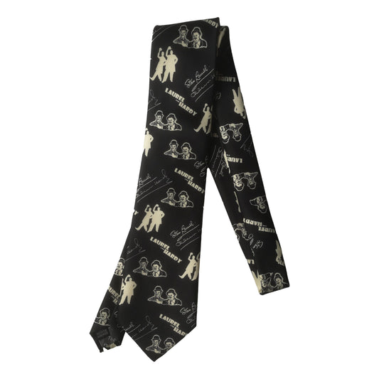 Laurel and Hardy Dancing Sleeved Black 100% Polyester Classic Tie image 0