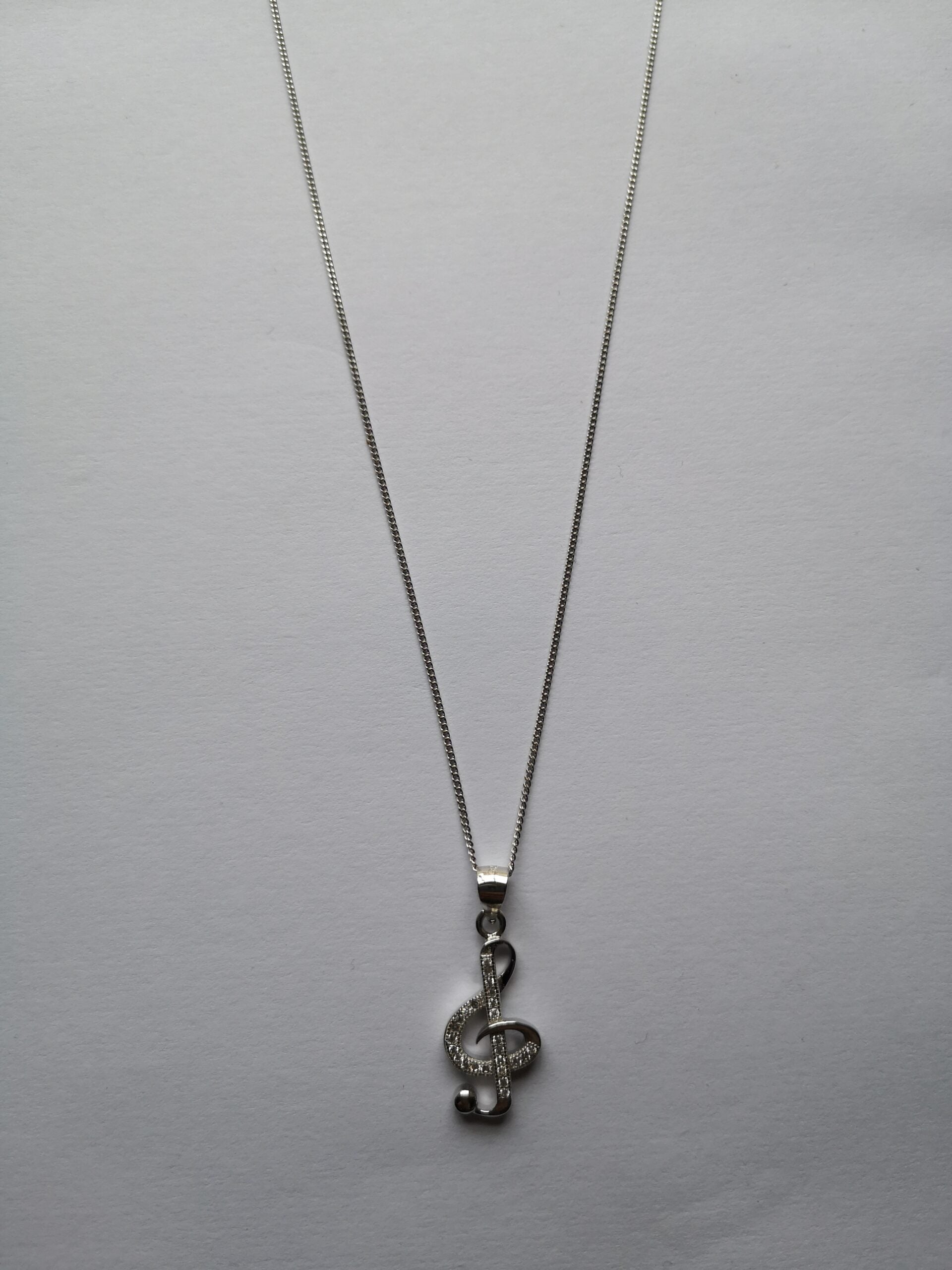 Treble Clef diamante sterling silver pendant image 1