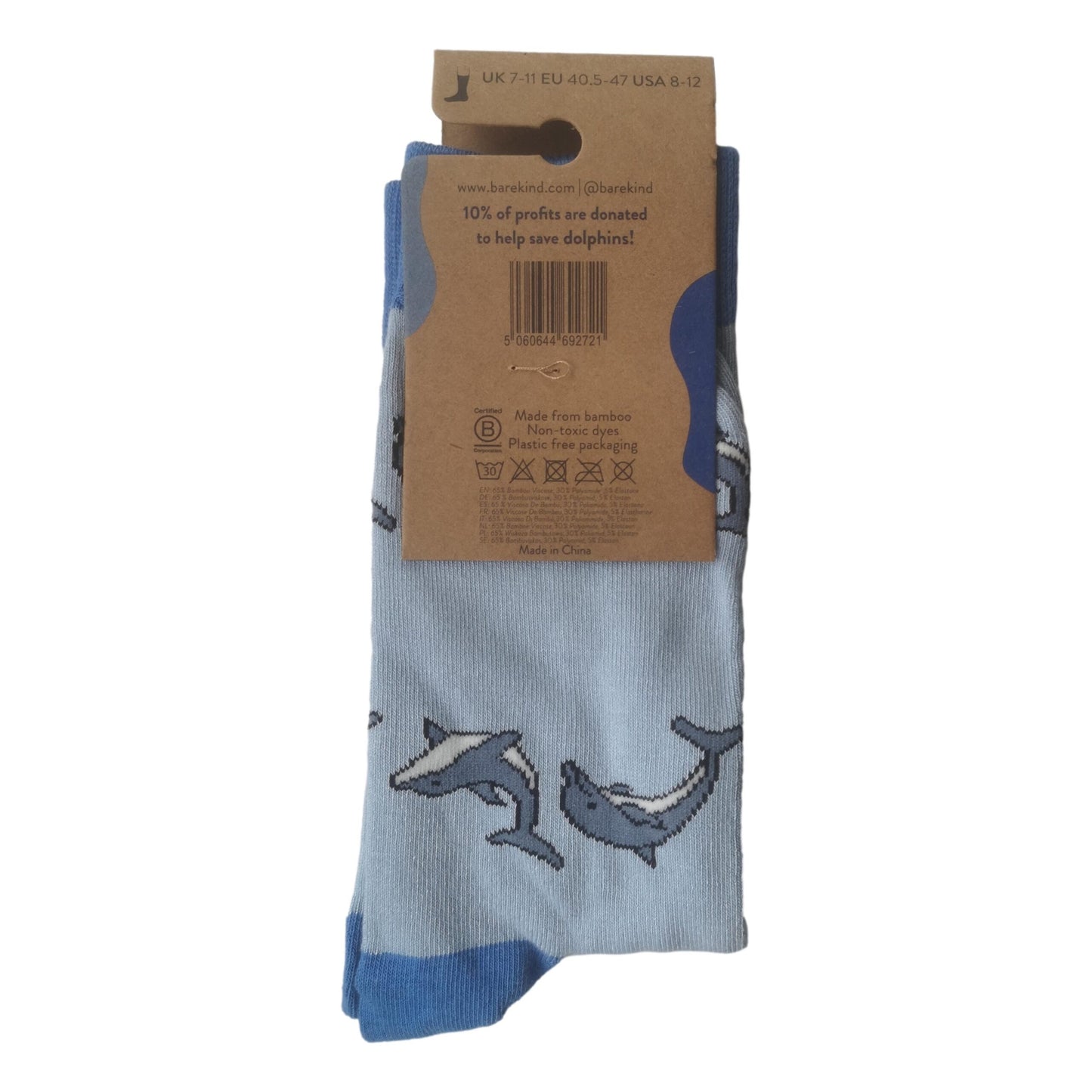 Save The Dolphins Blue Unisex Novelty Ankle Socks Adult One Size image 2