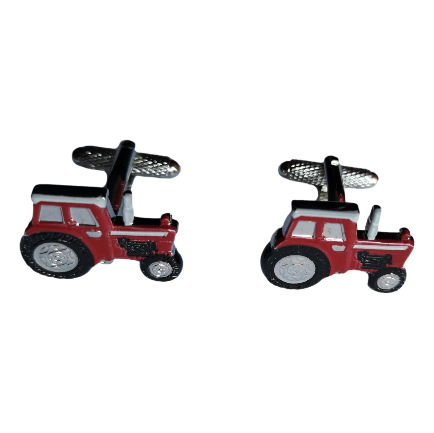 Red Cab Tractor silver-plated torpedo cufflinks in padded gift box image 0