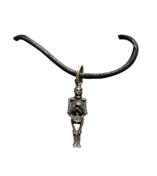 Skeleton pewter metal black cord pendant image 0