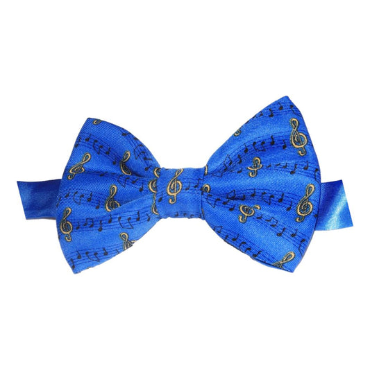 Treble Clefs on Blue Music Stave Fancy Polyester Bow Tie image 0