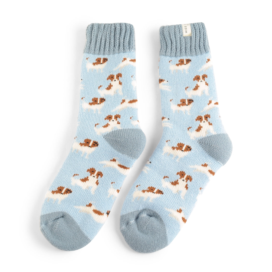 Winter Jack Russell Dog Powder Blue Womens Novelty Ankle Socks Adult One Size image 0