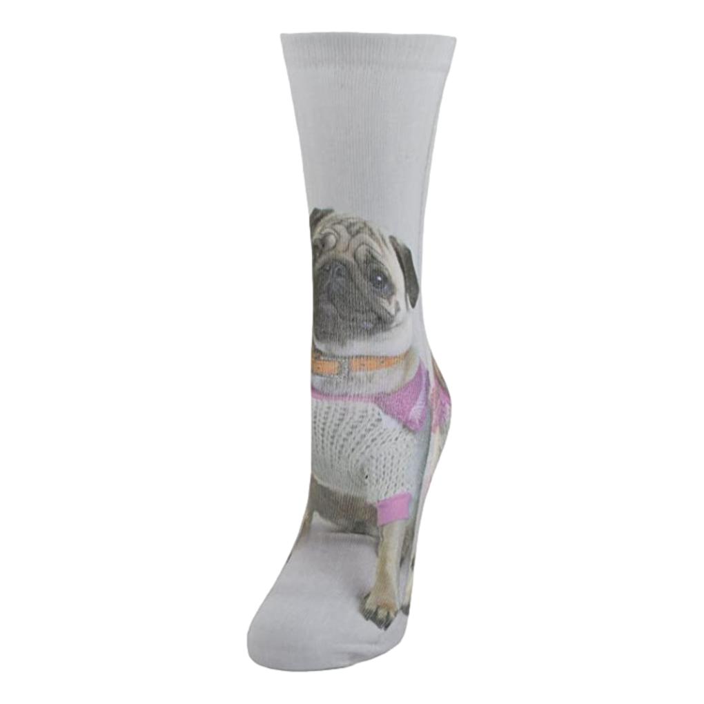 Pug Dog Digital Print Womens Tube Socks Adult One Size image 0