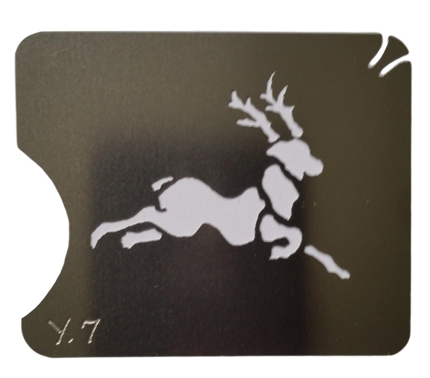 Stainless Steel running reindeer Y7 cake decorating / card making stencil image 0