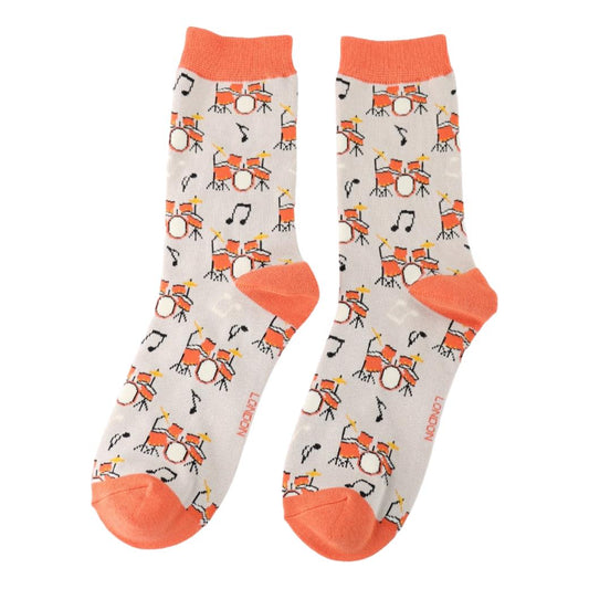 Drum Kits on Silver Womens Novelty Ankle Socks Adult One Size image 0