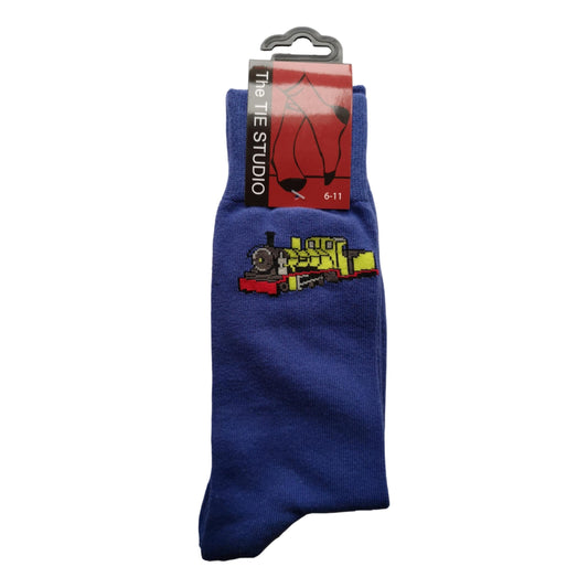 One British Steam Train on blue Unisex Novelty Ankle Socks Adult Size 6-11 image 0