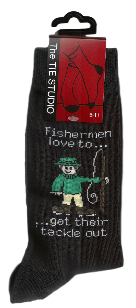 Fishermen Love To Get Their Tackle Out Unisex Novelty Ankle UK Size 6-11 Socks image 0