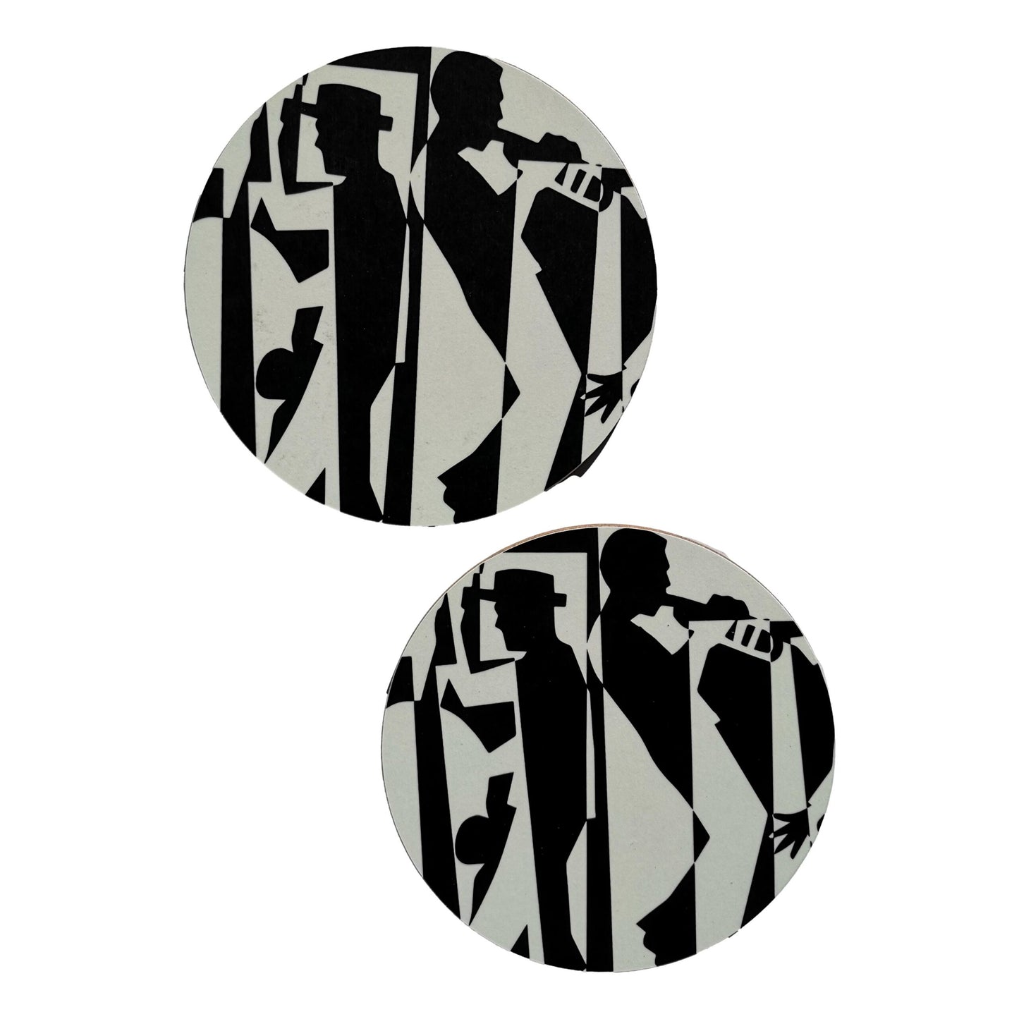 A pair of black and white Jazz Mug Mats image 0