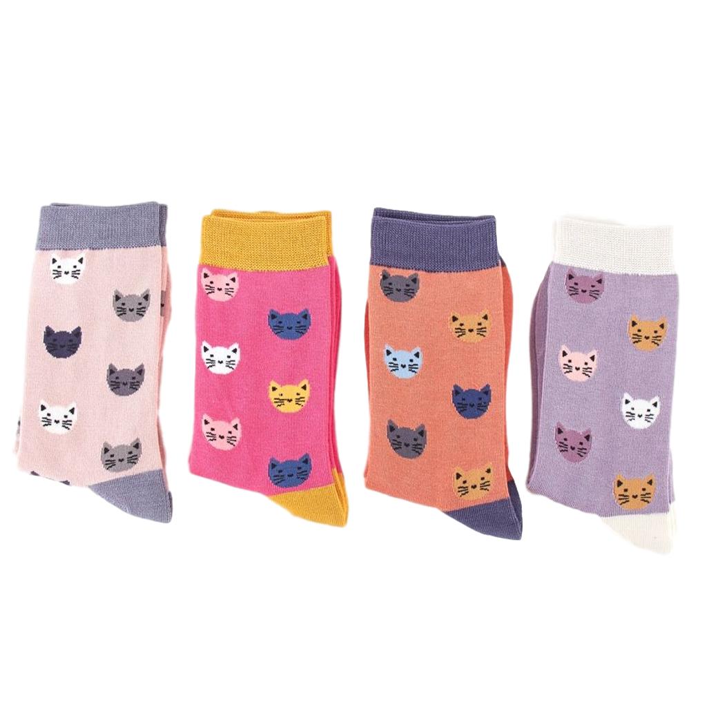 Kitty Cat Faces Dusky Pink Womens Novelty Ankle Socks Adult One Size image 2