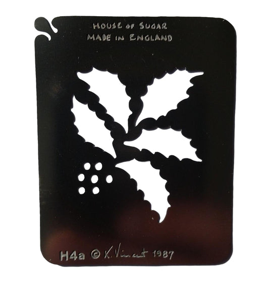 Stainless steel H4a Christmas Holly Spray cake decorating / card making stencil image 0