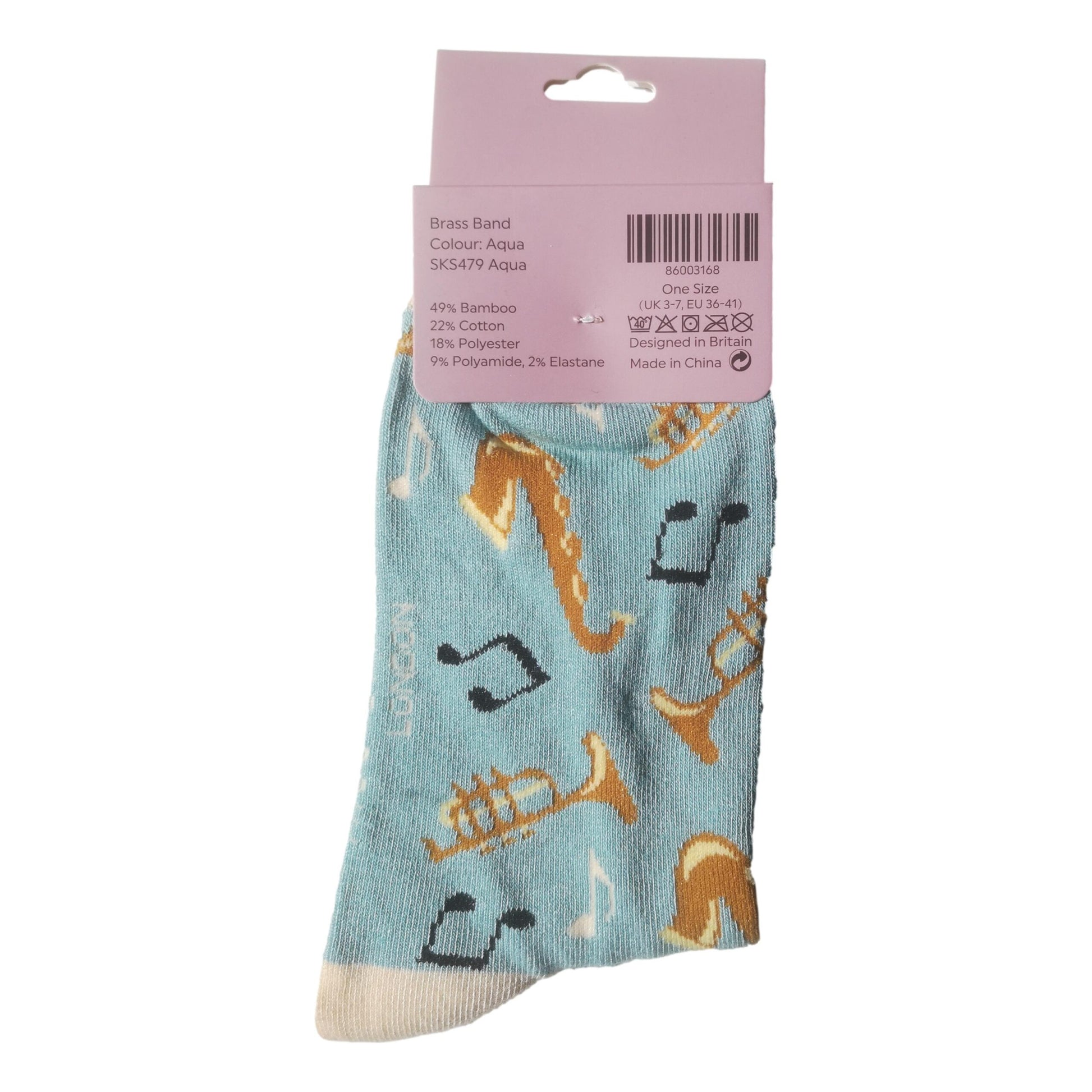 Jazz Band on Aqua Womens Novelty Ankle Socks Adult One Size image 2