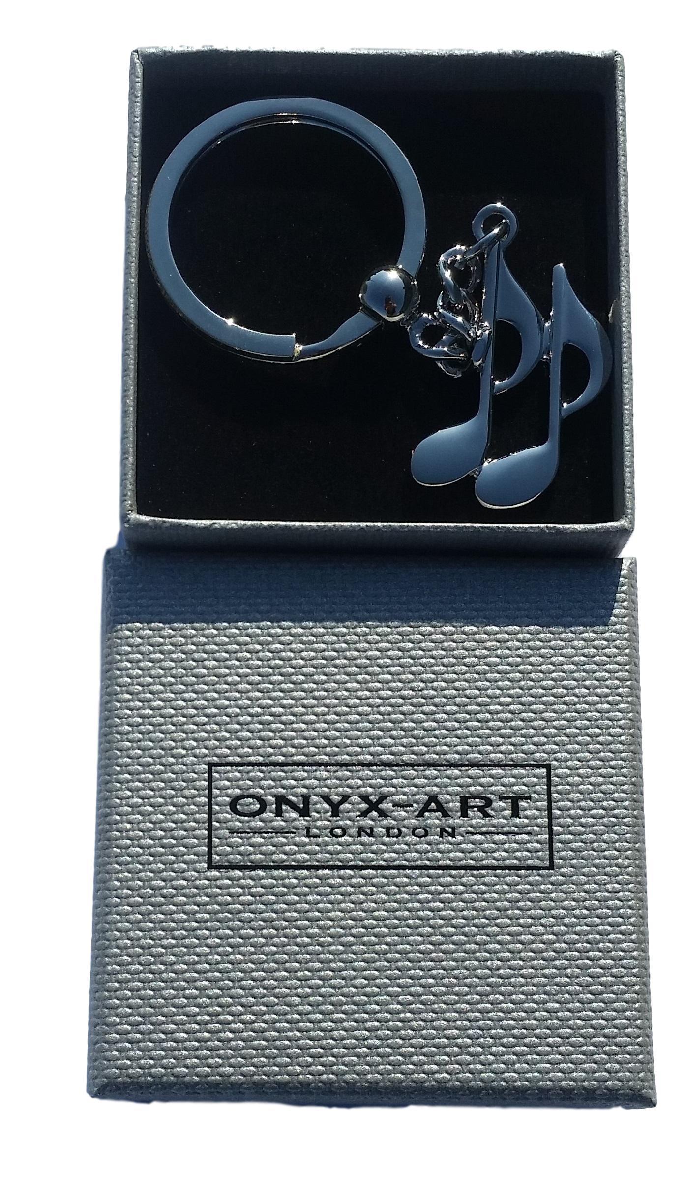 Quaver Music Notes highly polished silver-plated keyring with presentation gift box image 2