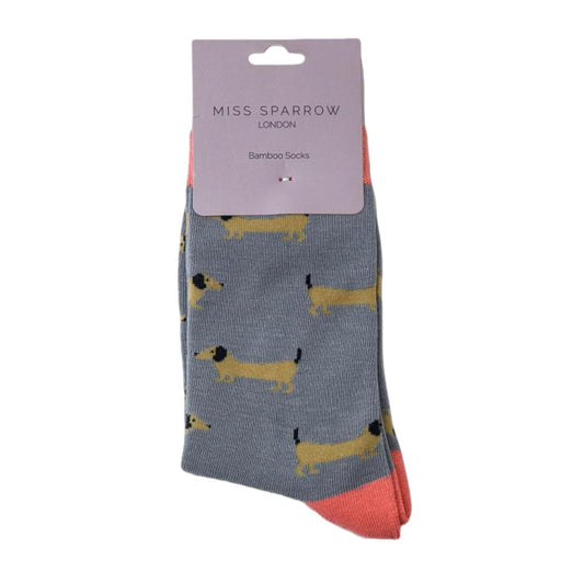 Sausage Dog Grey Womens Novelty Ankle Socks Adult One Size image 0
