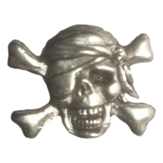 Skull and Crossbones polished pewter metal lapel pin badge image 0
