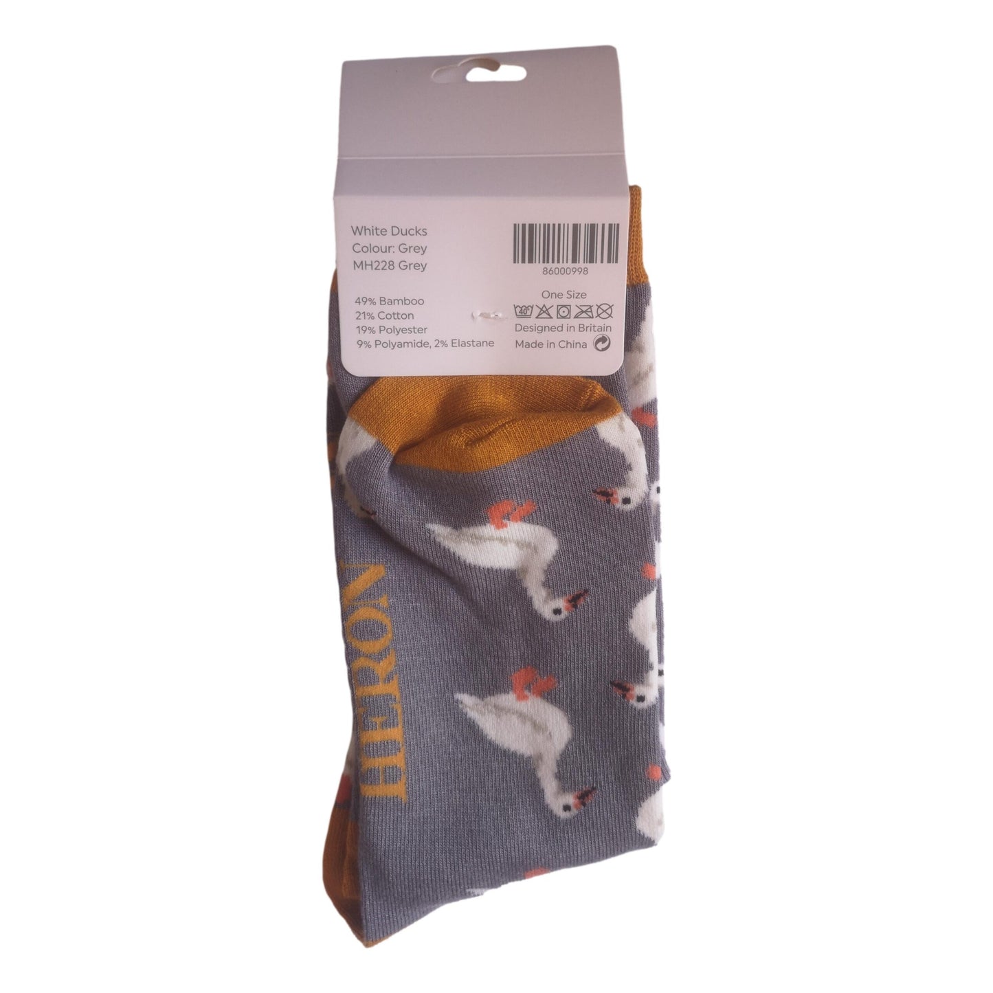 White Ducks on Grey Mens Novelty Ankle Socks Adult One Size image 2