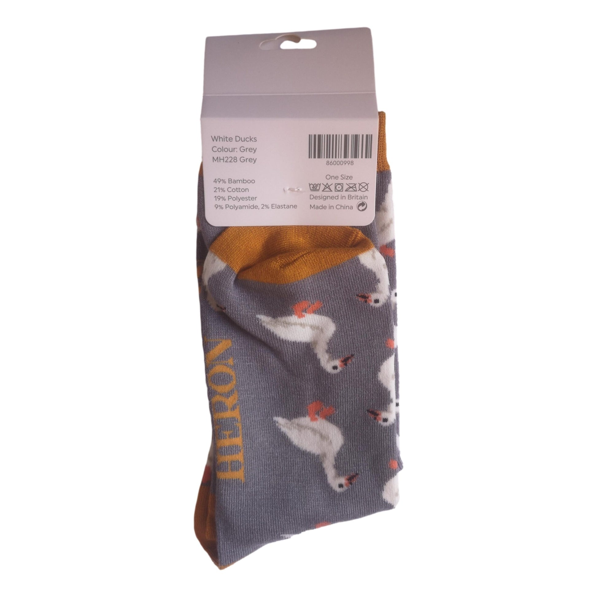 White Ducks on Grey Mens Novelty Ankle Socks Adult One Size image 2