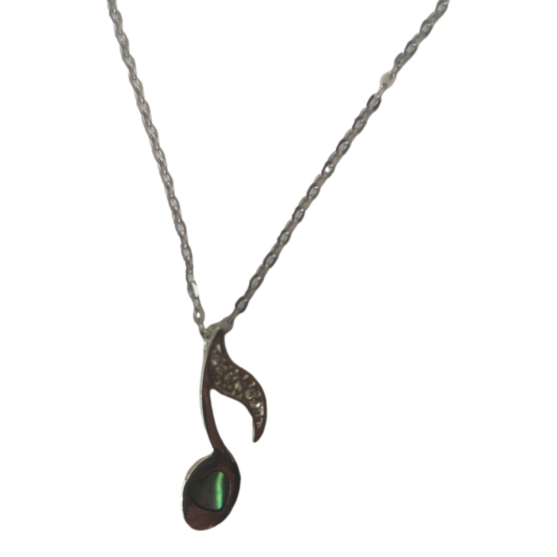 Quaver Music Note Paua shell rhodium-plated pendant image 0