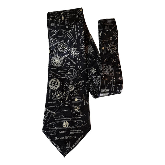 Nuclear Physics Scientist Teacher Student Polyester Tie sleeved with hook-Navy image 0