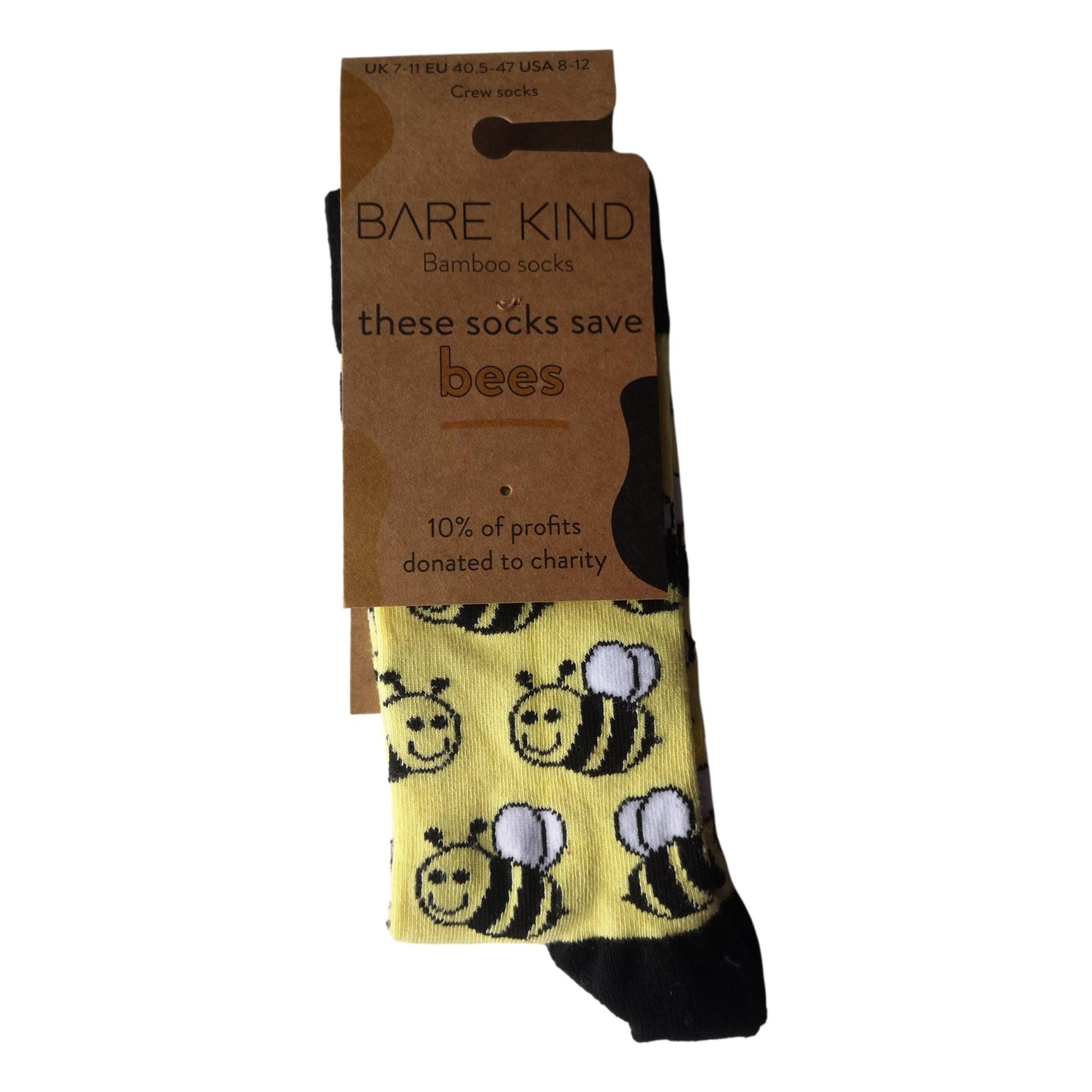 Save The Bees Yellow Unisex Novelty Ankle Socks Adult UK Size 7-11 image 1