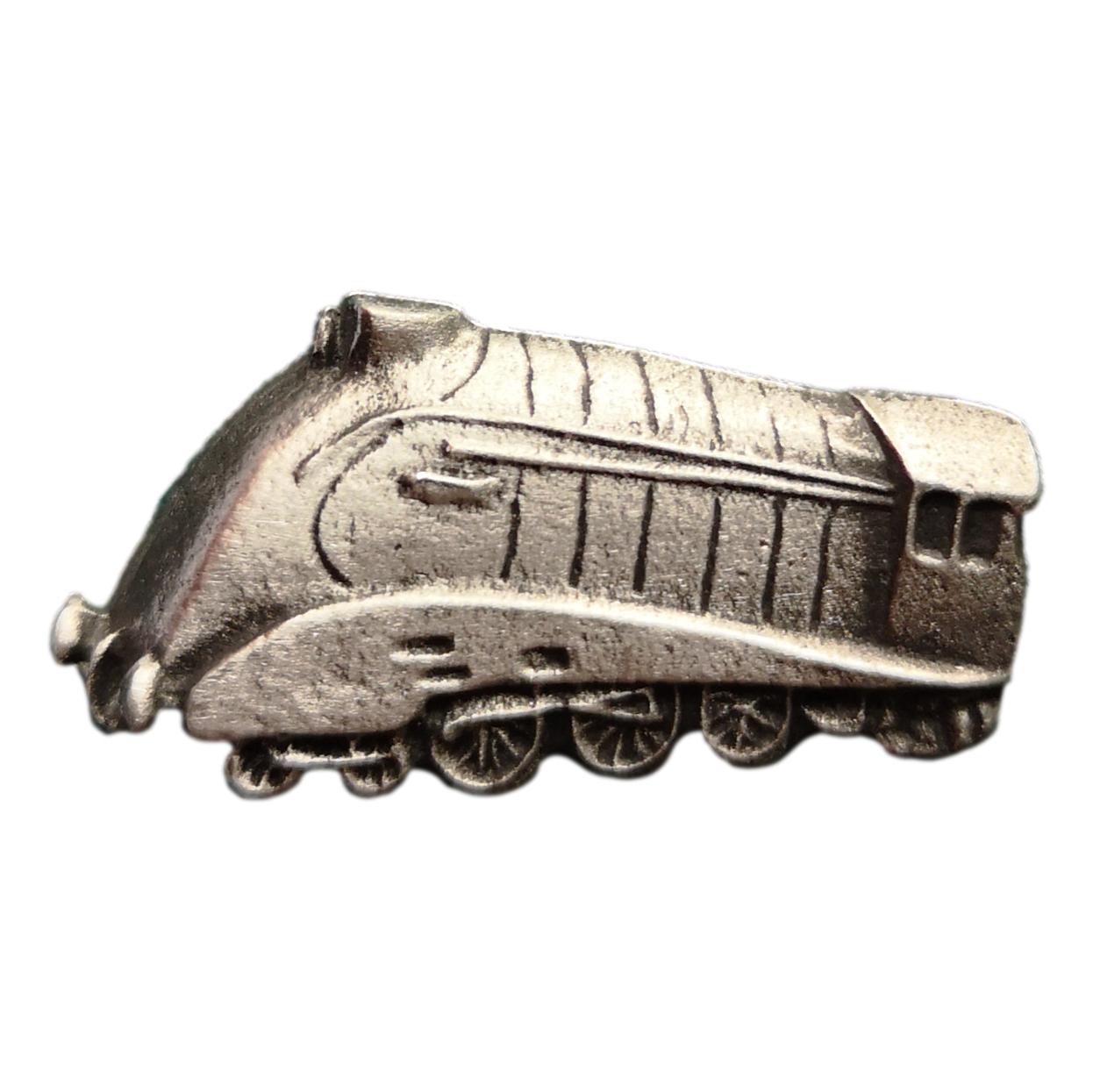 Mallard Steam Train shaped pewter lapel pin image 0