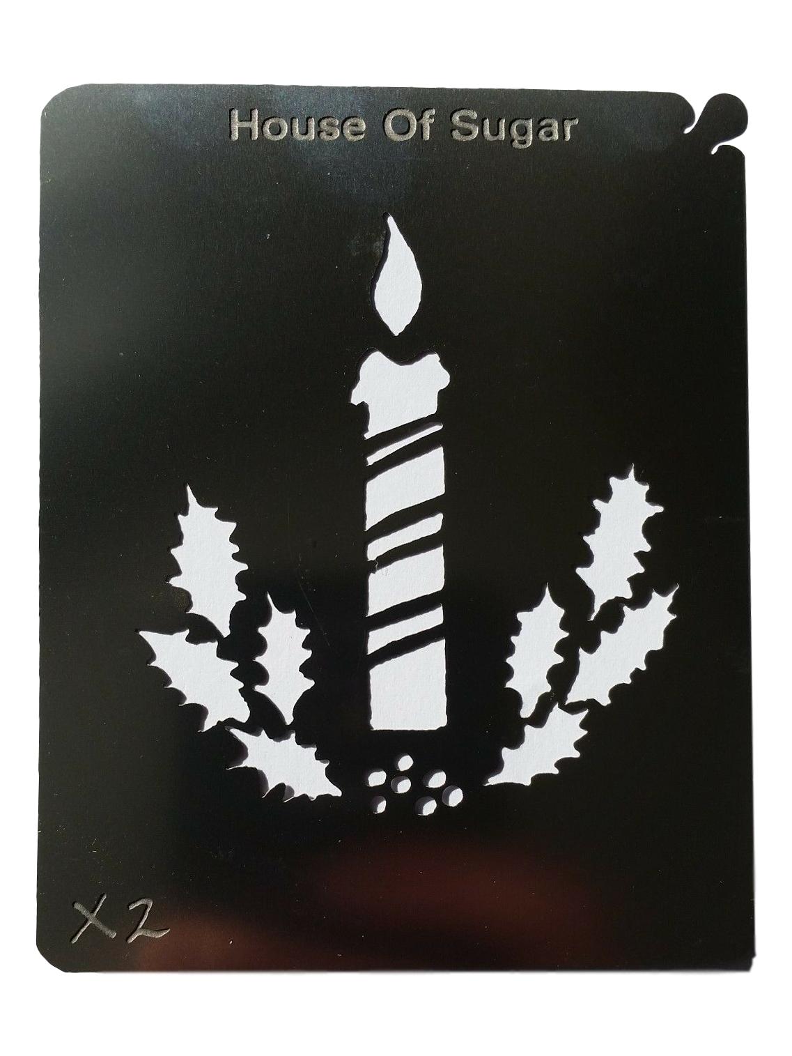 Stainless Steel Christmas candle/holly X2 cake decorating / card making stencil image 0