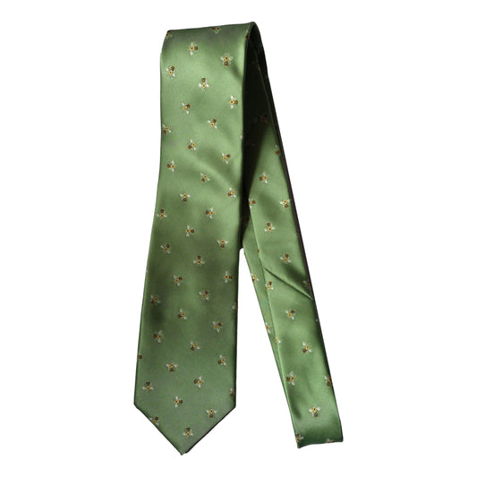 Honey Bees on green Sleeved 100% Micro Fibre Classic Tie image 0