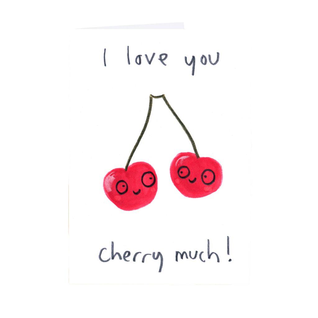 I Love You Cherry Much eco-friendly humour greetings card image 0