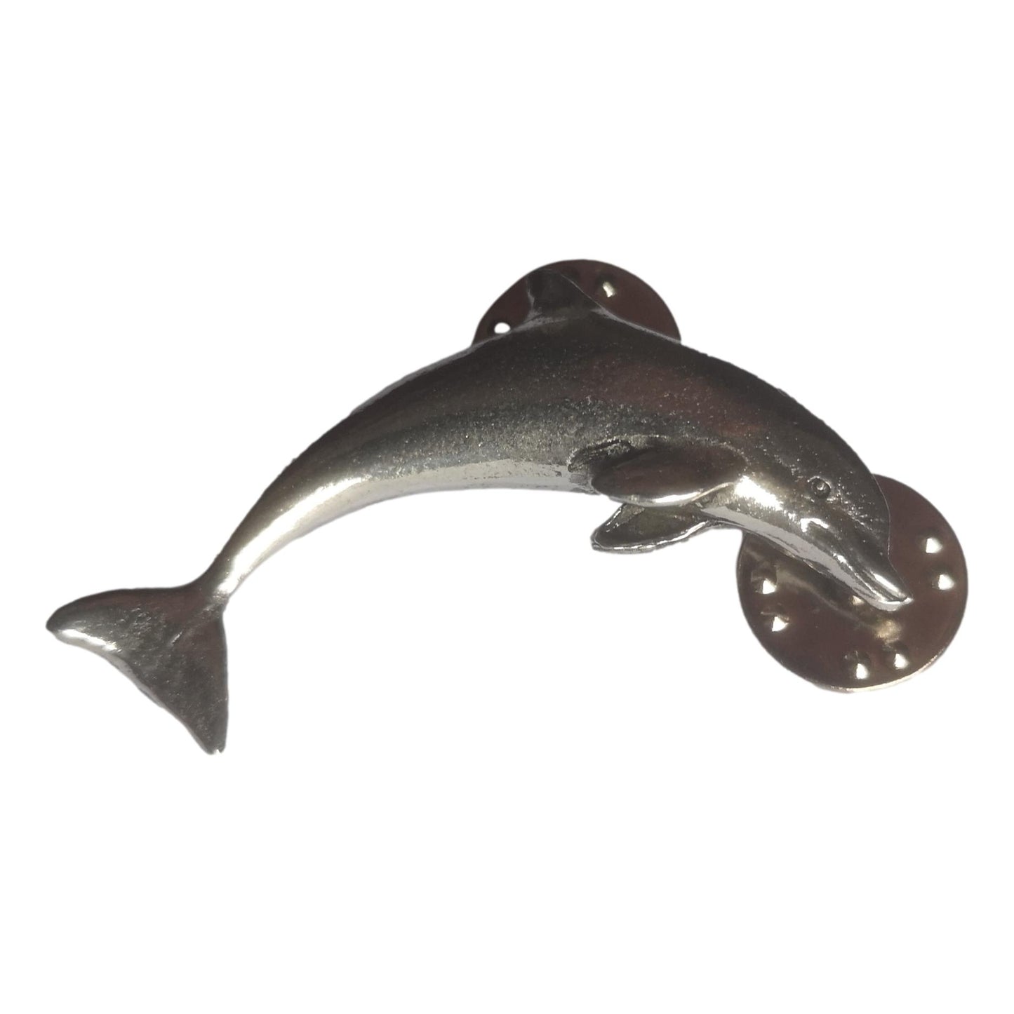 Dolphin polished pewter metal lapel pin badge image 1