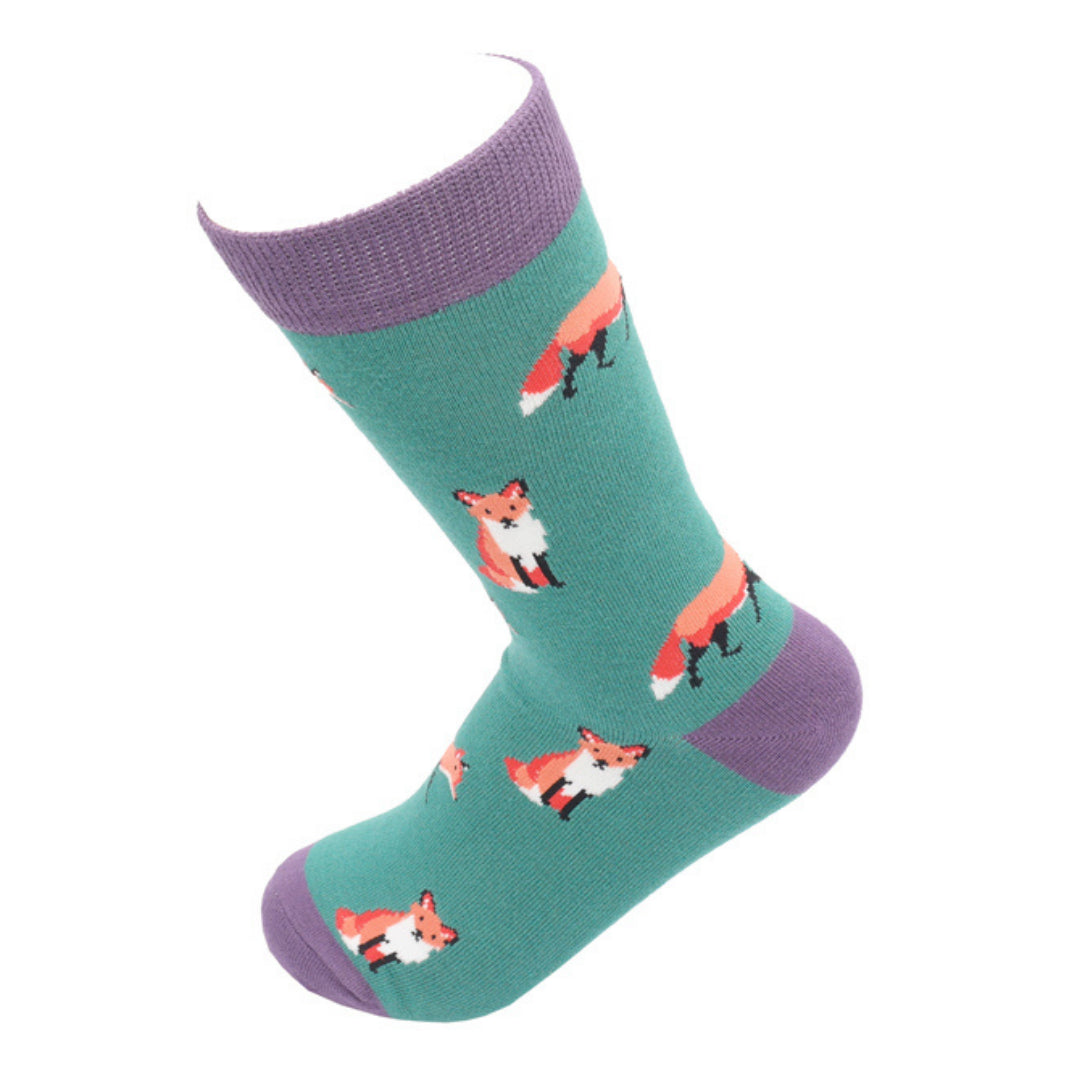 Foxes on Green Womens Novelty Ankle Socks Adult One Size image 1