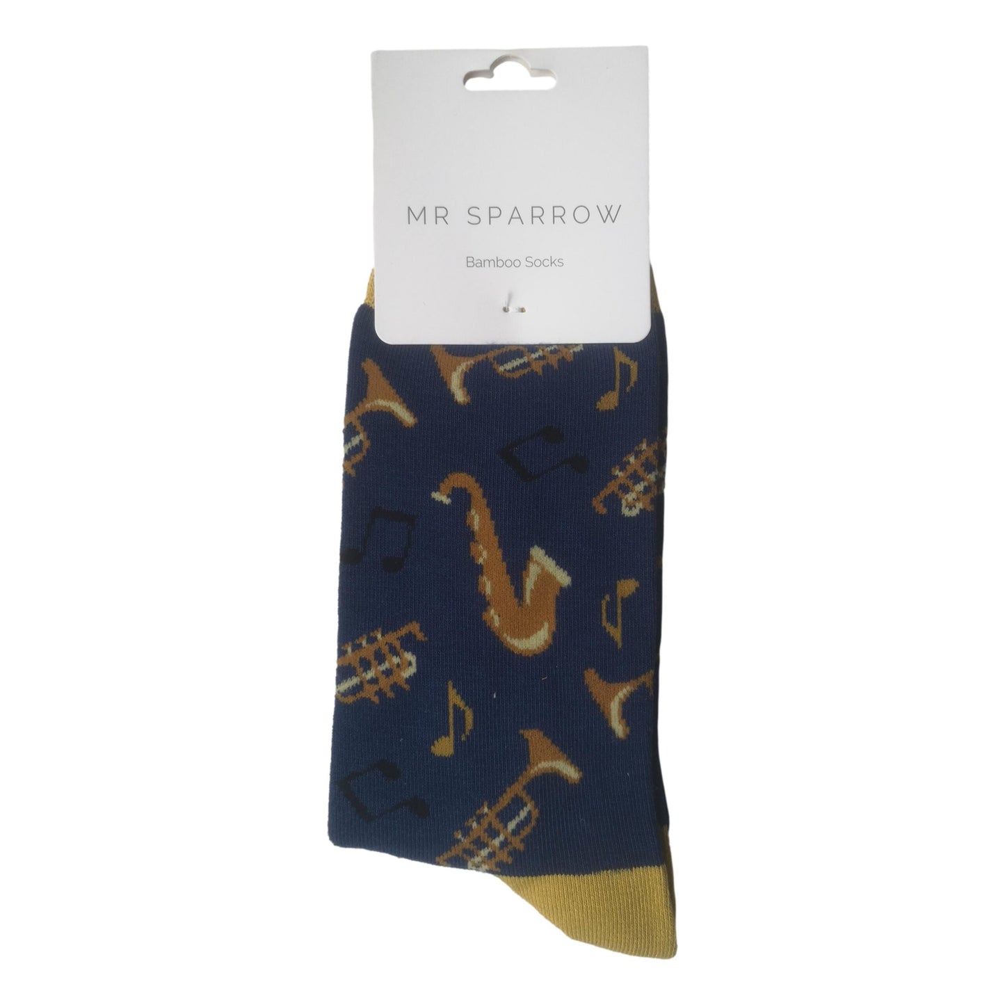 Jazz Instruments and Music Notes on Navy Blue Mens Novelty Ankle Socks Adult One Size image 2