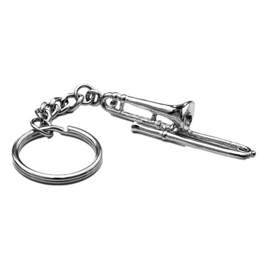 Trombone polished silver-plated keyring image 0