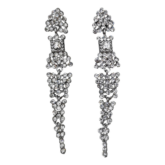 Sparkly dangly triangle silver-plated diamante crystal earrings image 0