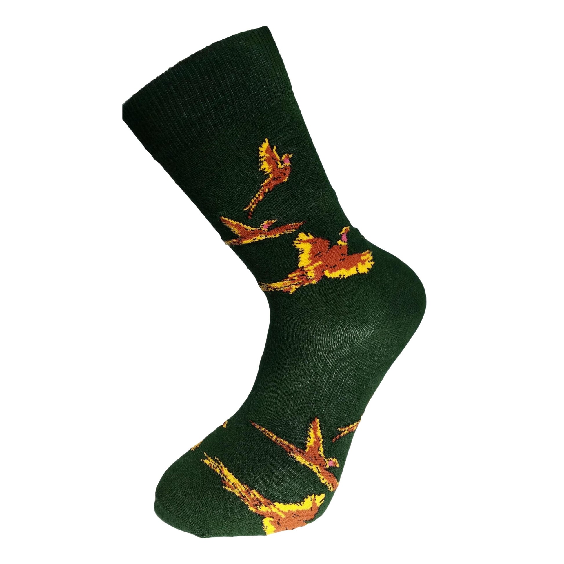 Flying Pheasants Game Birds Unisex Novelty Green Ankle Socks Adult Size 6-11 image 1