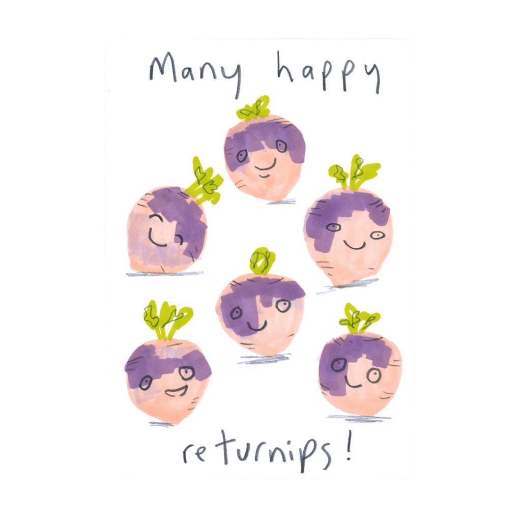 Many Happy Returnips eco-friendly humour greetings card image 0
