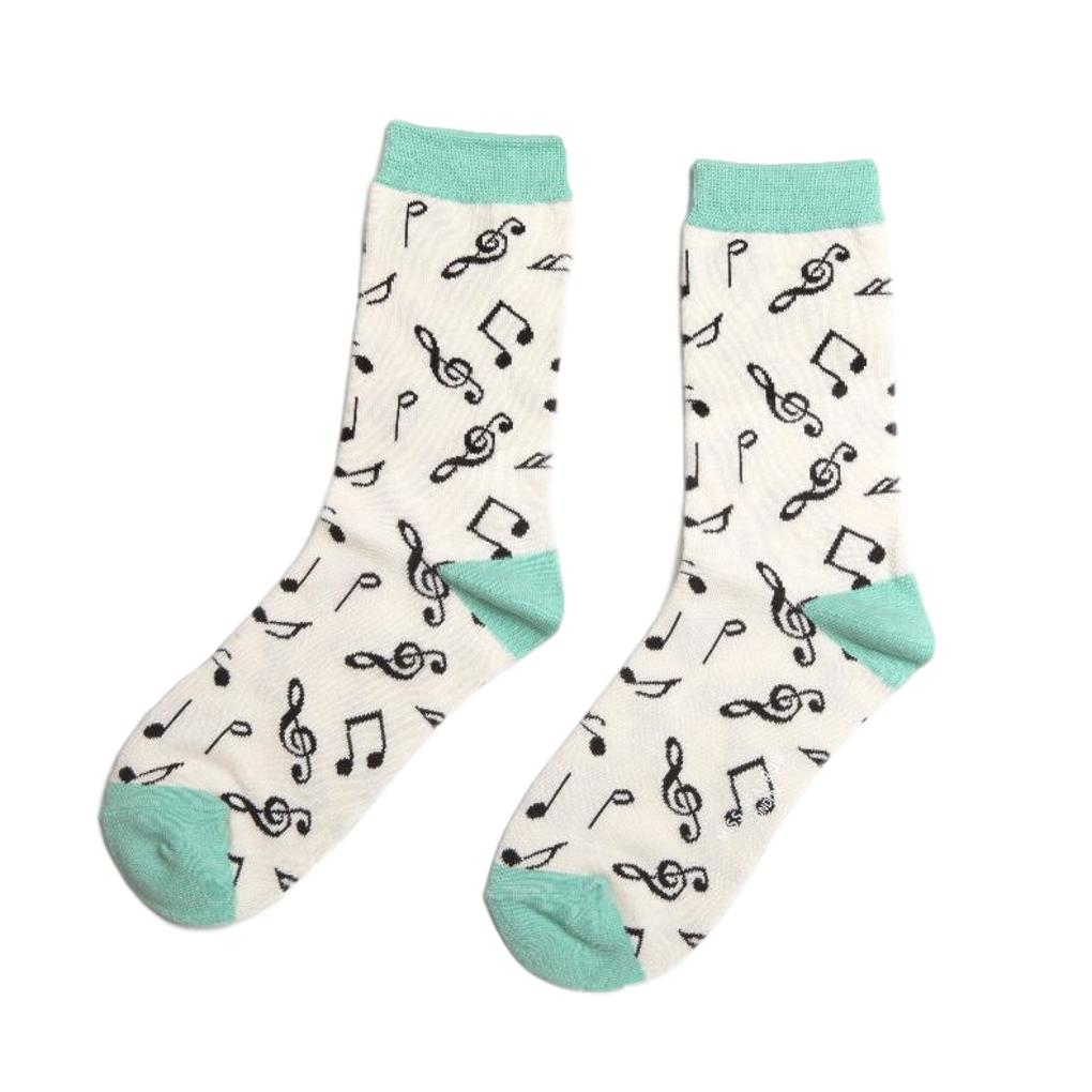 Treble Clefs and Music Notes White Womens Novelty Ankle Socks Adult One Size image 0
