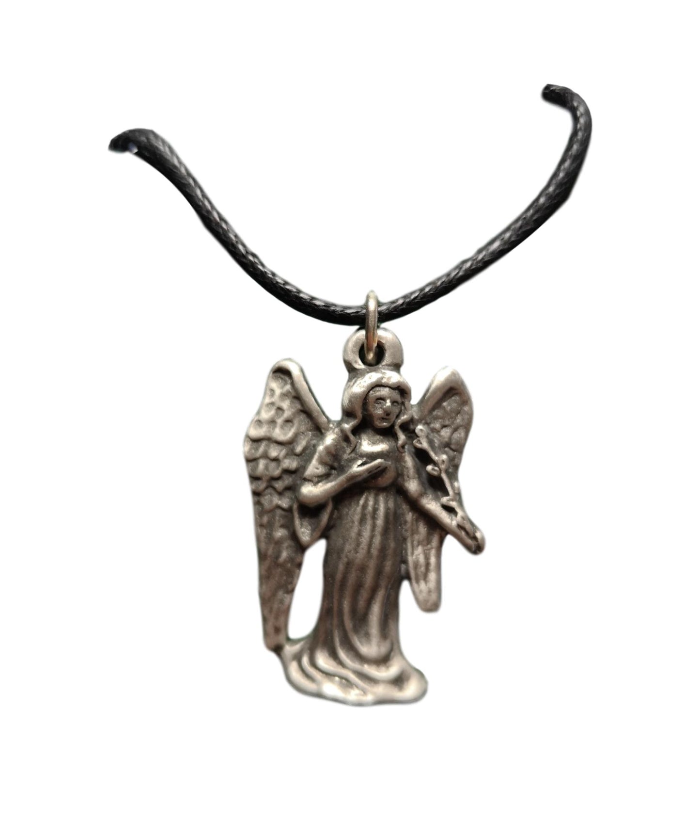 Gothic Angel pewter metal black cord pendant image 0