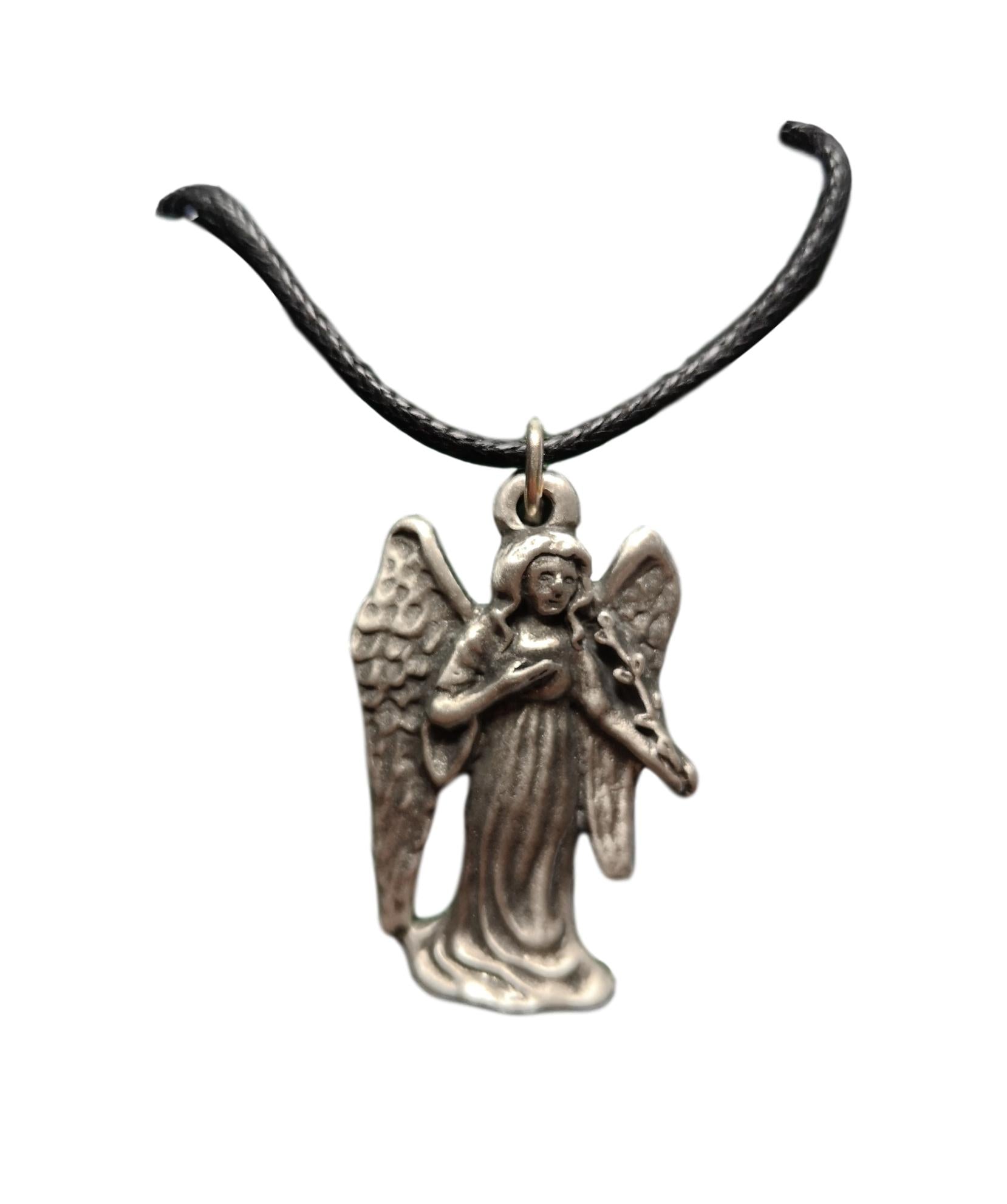 Gothic Angel pewter metal black cord pendant image 0