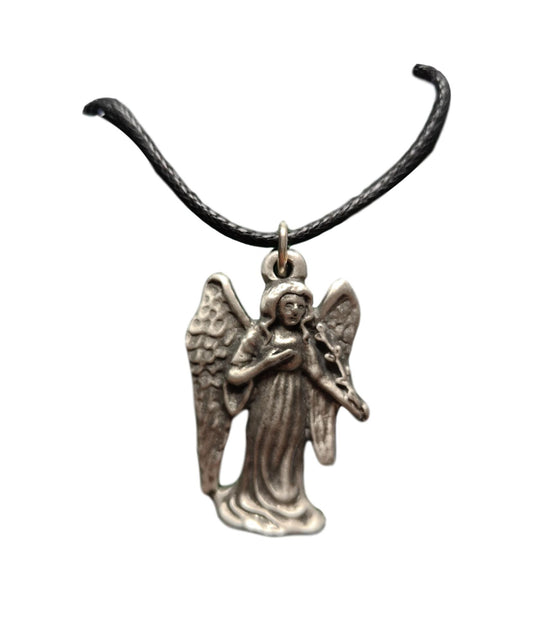 Gothic Angel pewter metal black cord pendant image 0
